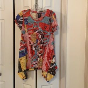 Multi colored tunic short sleeve shirt